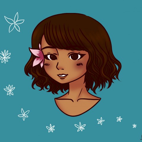 Illustration Hawaiian girl